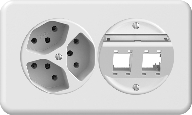 UP-Kombination SDUE 1x2, 3xT13 + 2xRJ45 ws