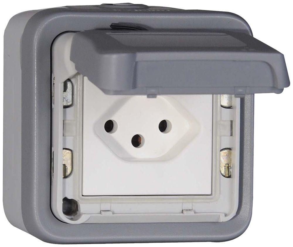 AP-Steckdose PLEXO TYP13 grau