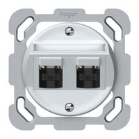 Scatola di raccordo INC origin 2×RJ45 8(8) cat.6 obliquo schermate 77×77mm bi