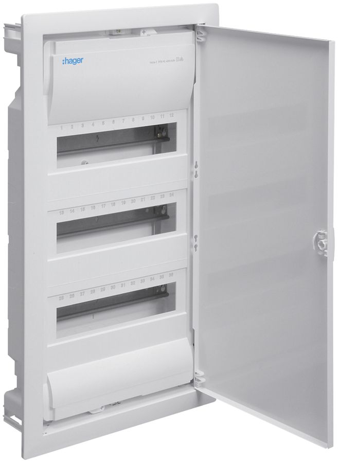 Coffret de distribution ENC Hager volta 3 rangées 36UM porte IP30 348×630×94.5mm