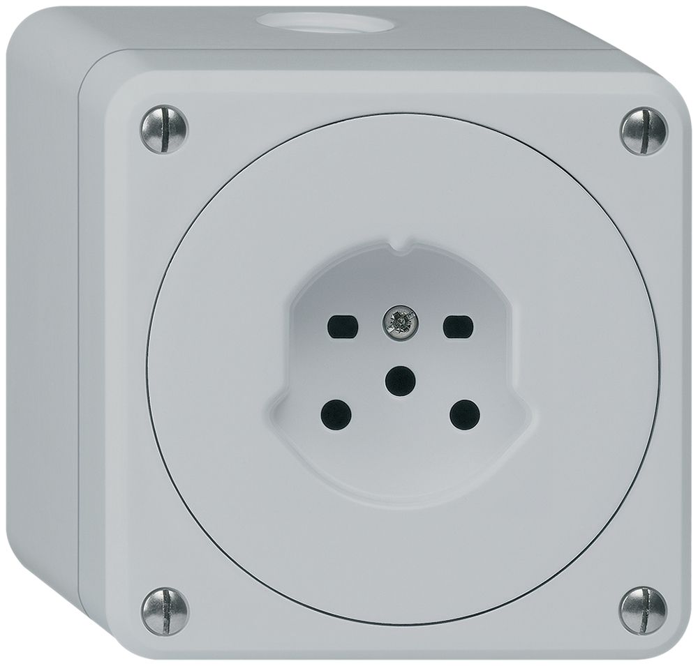 AP-Steckdose HA robusto Typ 15 mit Steckklemmen grau