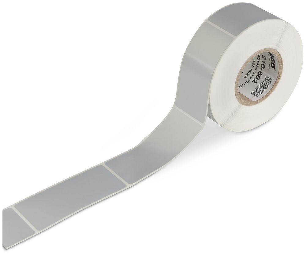 Rollo d'etichetta WAGO 33×70mm argento 500 pezz./bobine, virgine