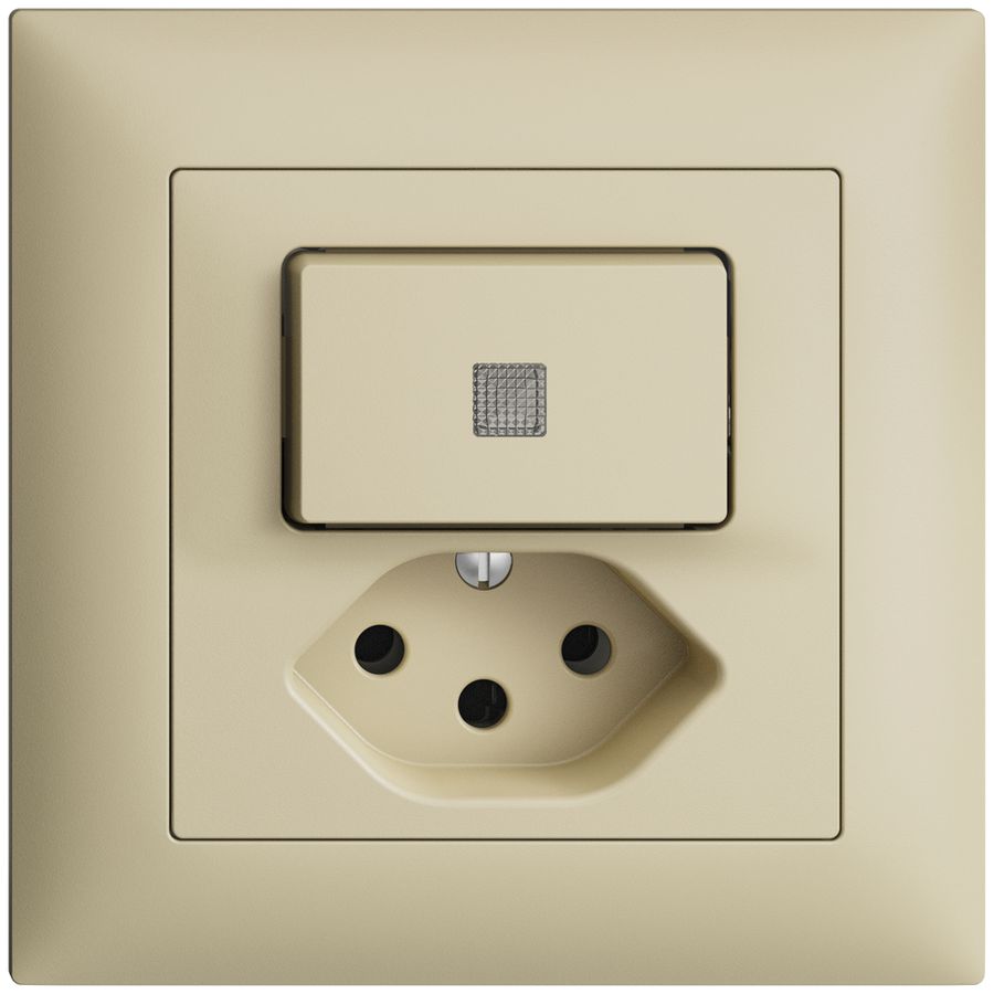 UP-Leuchtkombination 6/1L+T13 vanille, LS EDIZIOdue mit Linse, LED gelb