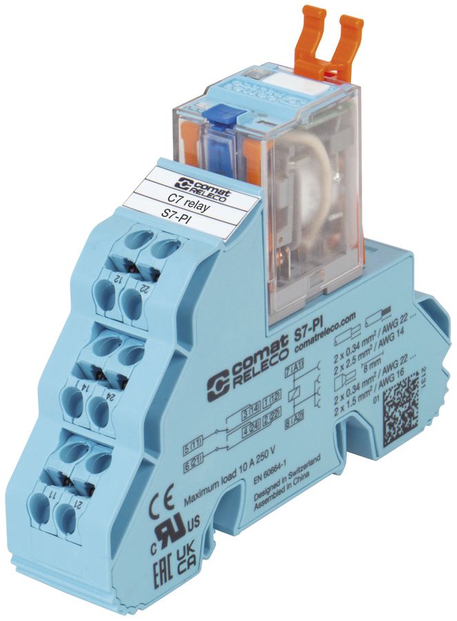 Relais industriel ComatReleco C7-A20DX+S7-PI, 24VDC, 2W AgNi 10A, LED+diode