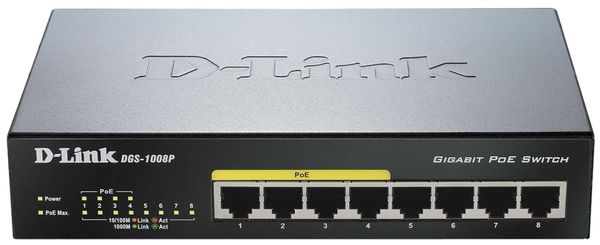 Switch D-LINK DGS-1008P, 8-Port 2000Mbit/s PoE+