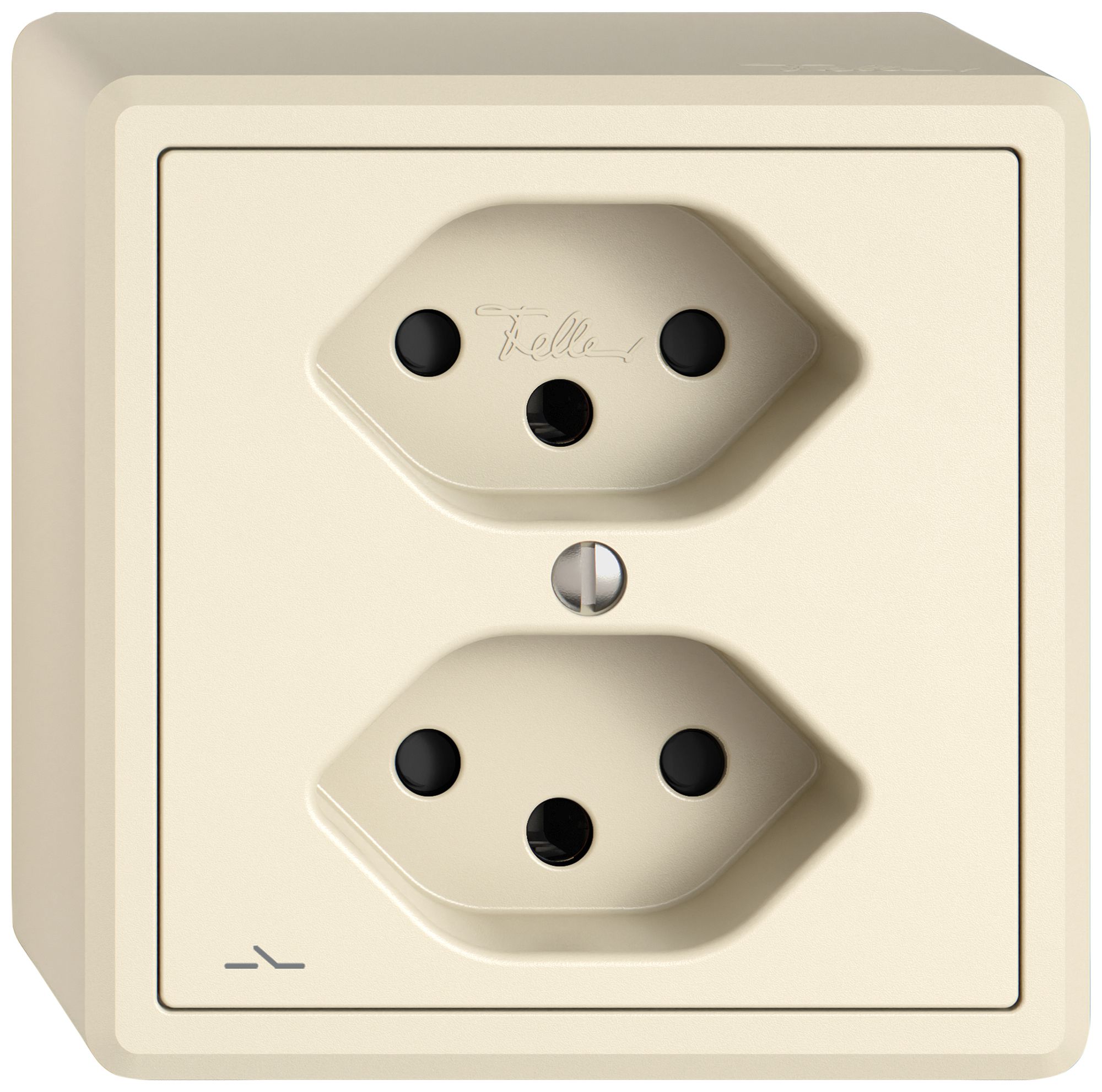 AP-Steckdose EDIZIO.liv SNAPFIX® 2×T13 1×S mit Shutter cr