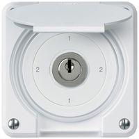 UP-Schlüsselschalter robusto IP55 mit Klappdeckel S3/1P weiss für Kombination
