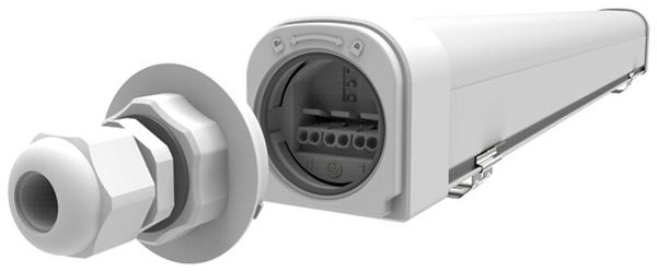 LED-Feuchtraumleuchte DOTLUX MISTRALeco 50W 6000lm 840 IP65 1.5m weiss