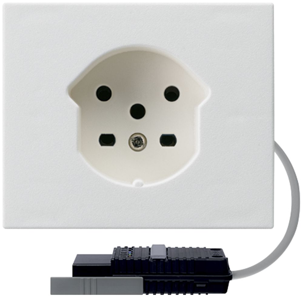 FLF-Steckdose HA Typ 15 mit Steckklemmen mit Rundkabel-Adapter weiss