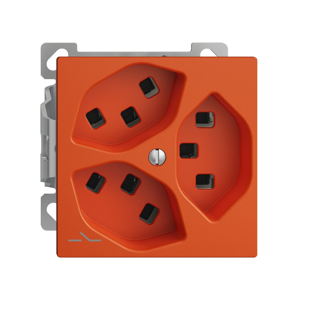 AP-Steckdose 3×T23 Feller EDIZIOdue FXCO54, 1×getrennt, Steckklemmen, orange