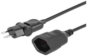 Verlängerungskabel A. Steffen PVC 10A 250V 3×1mm² Typ 12 ↔ Typ 13 1m schwarz