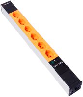 Steckdosenleiste 19" 1HE 6×T13 mit Power Anzeige Td3×1mm² 3m orange