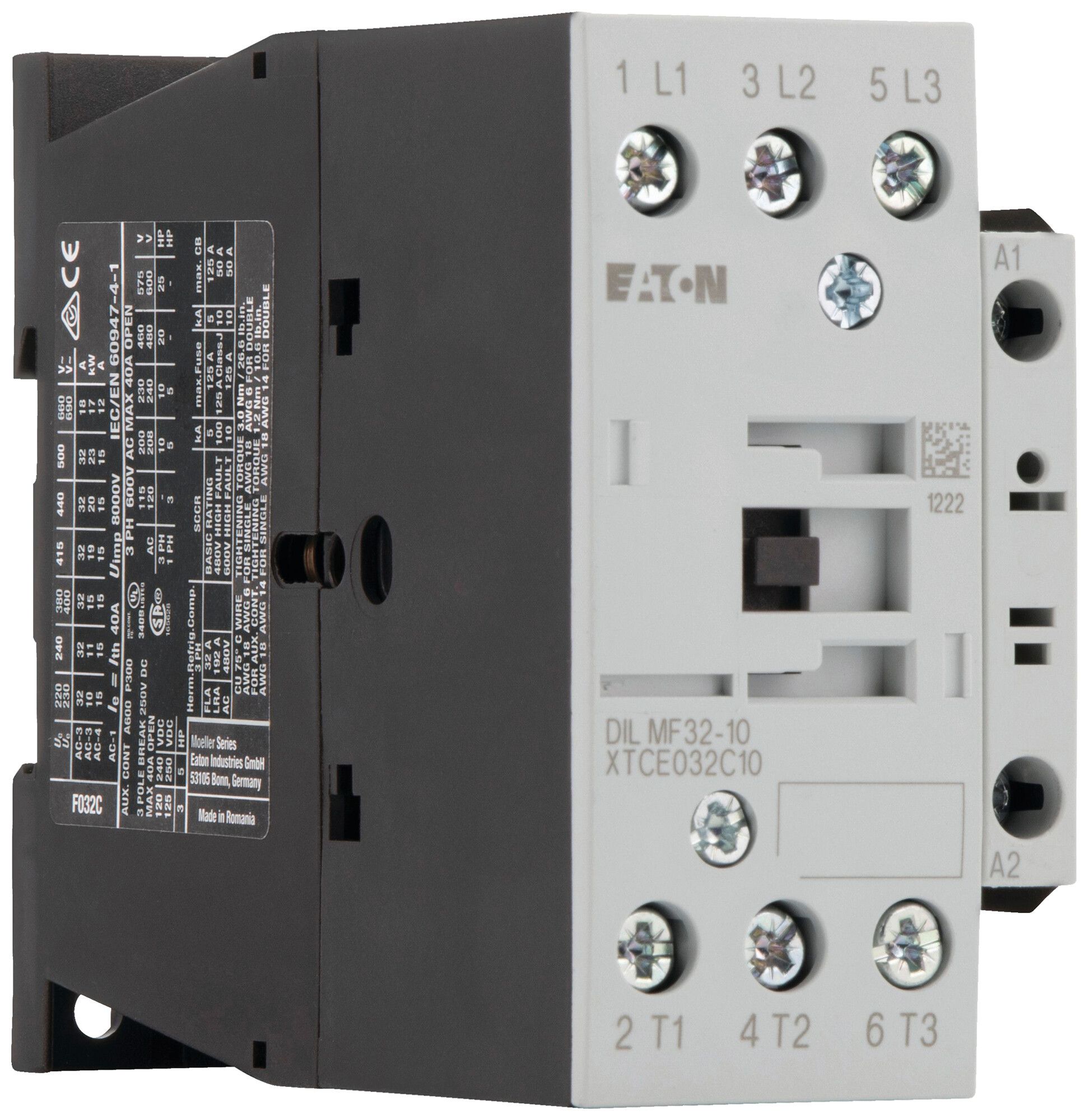 Leistungsschütz Eaton DILMP32-10 24…27V DC 4NO 32A 18A 7.5kW 7kW 24…690V