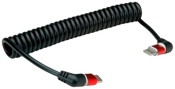 Câble USB ROLINE USB-C/USB-C 480Mbit/s 60W 360° spiralisé noir 1.5m
