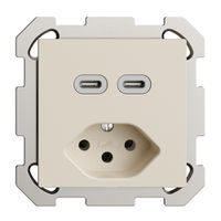 Prise ENC USB 2×type C + type 13 Feller EDIZIOdue FM 230V 3000mA crema