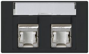 FLF-Steckdose Hager Kat.6 2RJ45/S schwarz