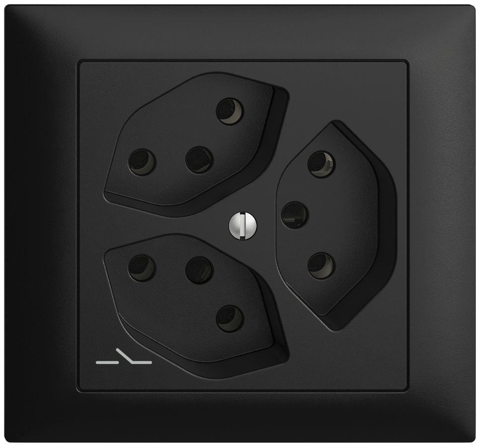 EB-Steckdose EDIZIOdue 3×T13 1×S schwarz