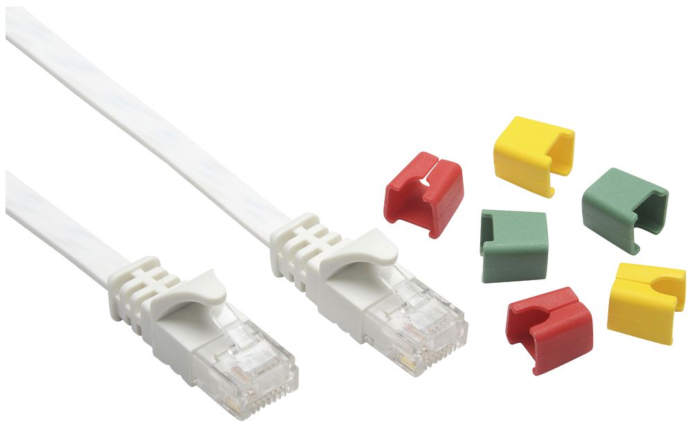 Patchkabel RJ45 Ceconet Slim, Kat.6A U/UTP, flach, kodierbar, weiss, 5m