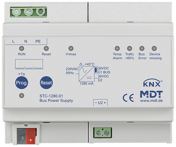 REG-Spannungsversorgung KNX MDT STC-1280.01 30V 1280mA 1 Linie 1 Drossel 6TE