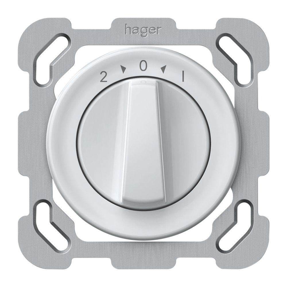 Poussoir pivotant ENC origin 1P 0<1 10A 230V 77×77mm blanc