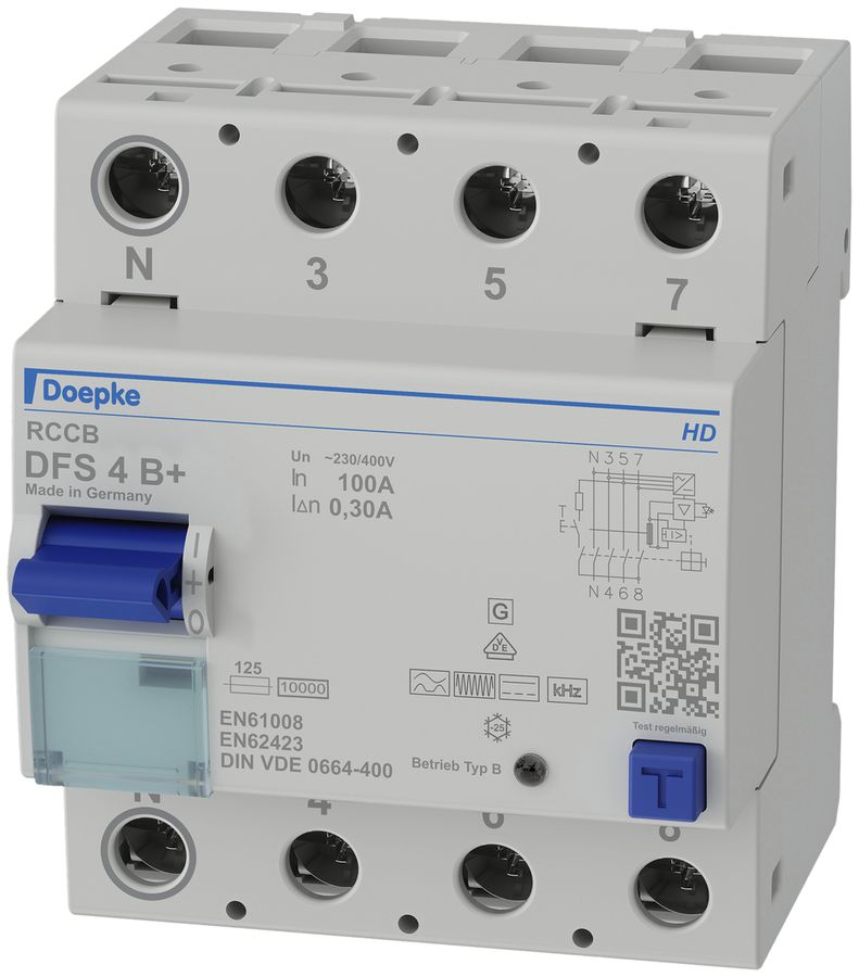 Fehlerstromschutzschalter Doepke DFS 4 B +, 100A, 300mA, 4L, N links