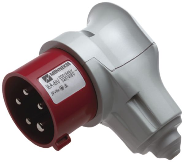 Winkelstecker CEE Variotop 16A 5P 6h 400V mit Kabelknickschutz