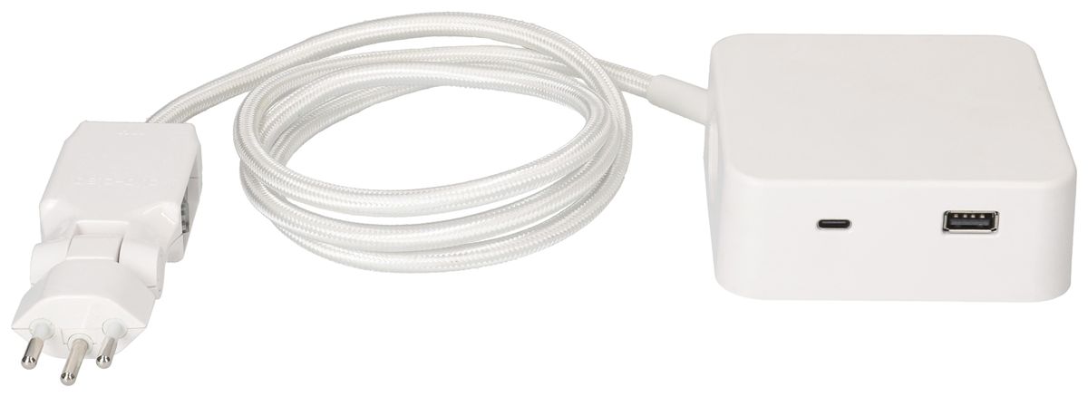 Mehrfachstecker MH Cube 3×T13 1×USB-A/1×USB-C ws Kabel 2m ws