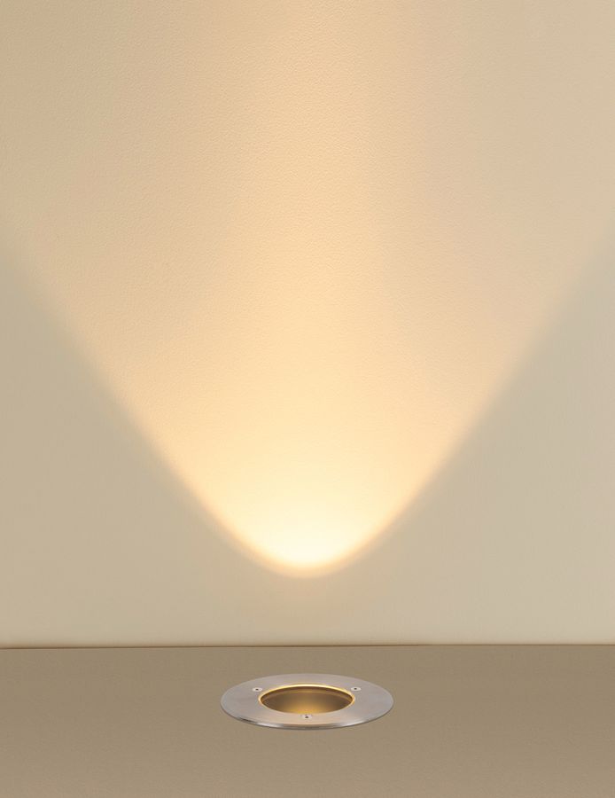 EB-LED-Bodenleuchte SLV DASAR M IP67 6.5W 450lm 830 24° DALI Ø130mm an