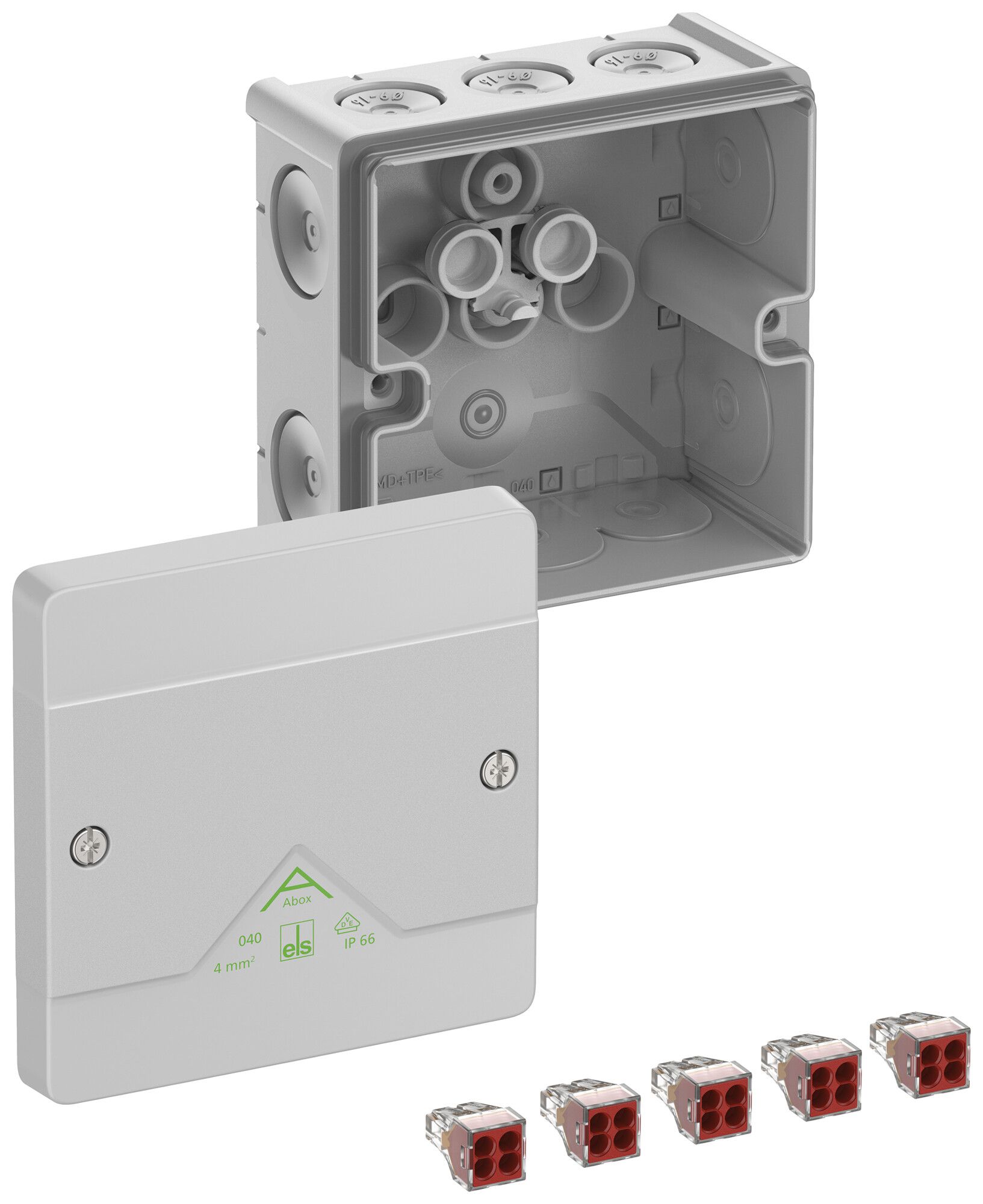 Scatola di derivazione AP Spelsberg Abox 040-4² 102×102×57mm IP66 gr