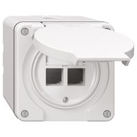 NAP-Montageset Feller S-One EASYNET, für 2×RJ45, Anbauhöhe 64 mm, weiss