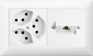 UP-Kombination Edue 1x2, Steckdose 3×T13 + 1×RJ45/u 4P Itplus ws
