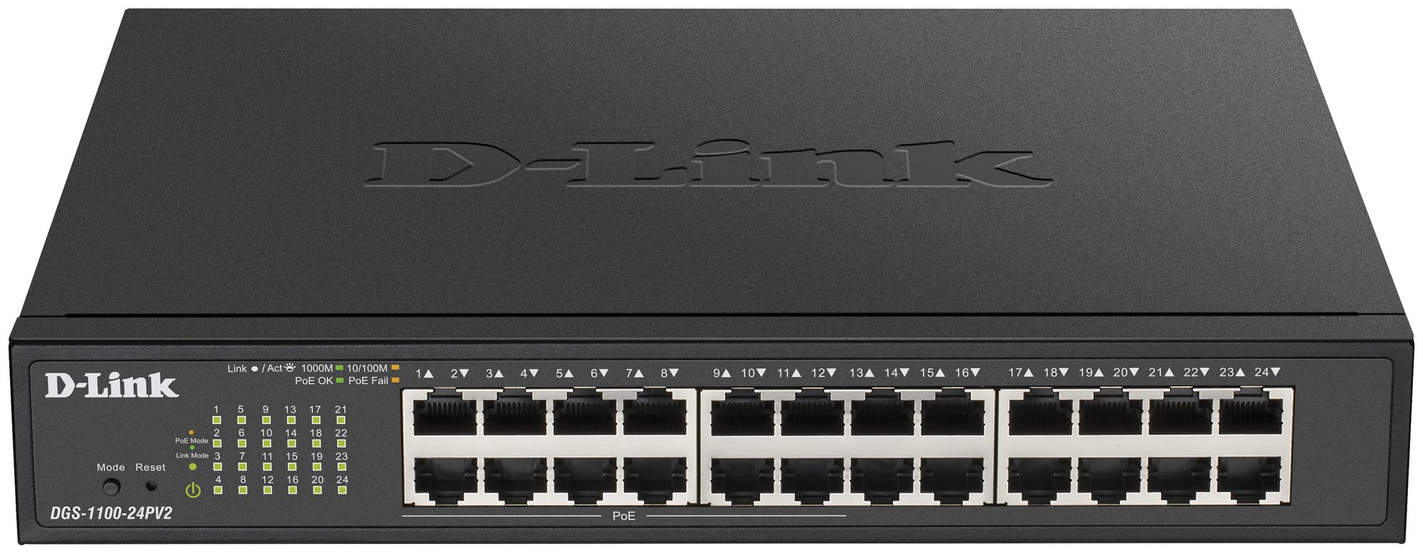 Switch D-Link DGS-1100-24PV2/E, 24-port smart managed Layer2 Gigabit PoE