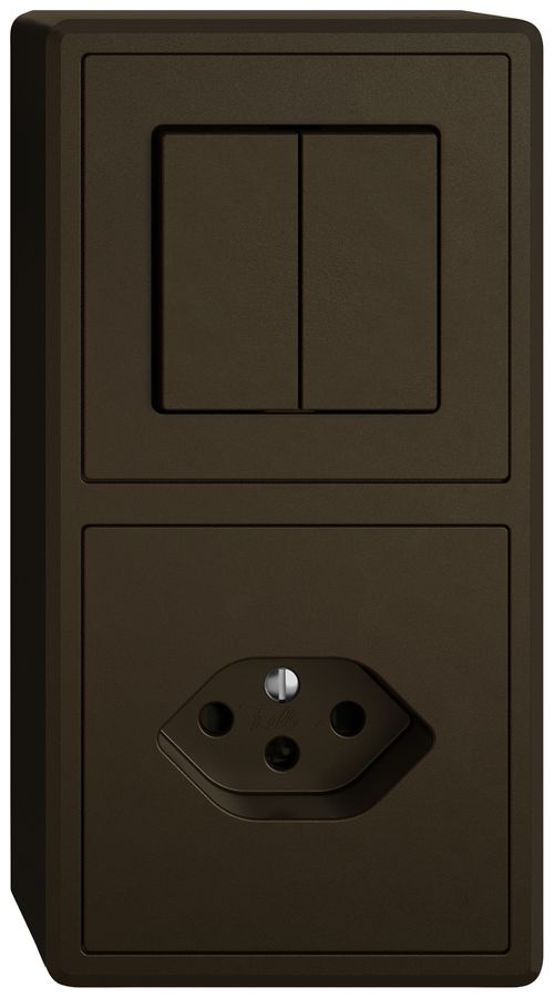 Combinazione AP EDIZIO.liv SNAPFIX® 2×1 140×74mm schema 1/3+3/1L+1×T13 marrone