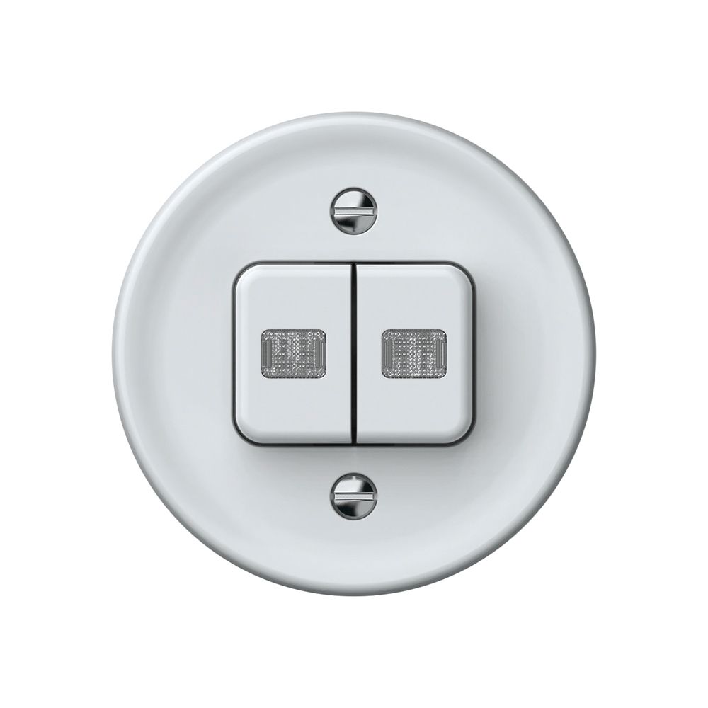 Leuchtdruckschalter origin Sch 1 (3+3) 2×LED 60×60mm weiss