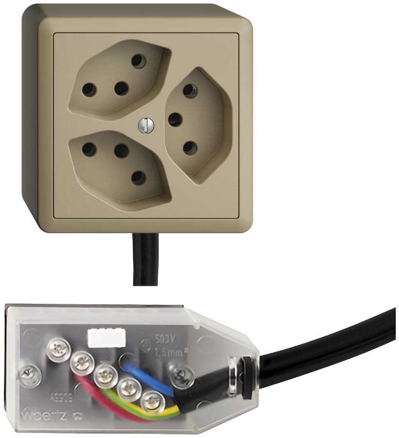 Prise AP EDIZIOdue 3×T13 L2 Snap sand pour câble Technofil