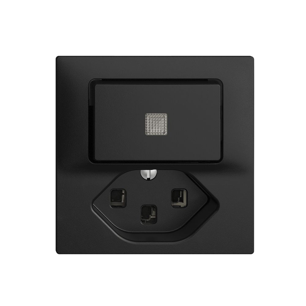 Leuchtkombination LS 6/1L+T23 schwarz, 16A EDIZIOdue mit Linse, LED gelb