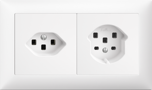UP-Kombination Edue 1x2, Steckdose T23 + T25 ws