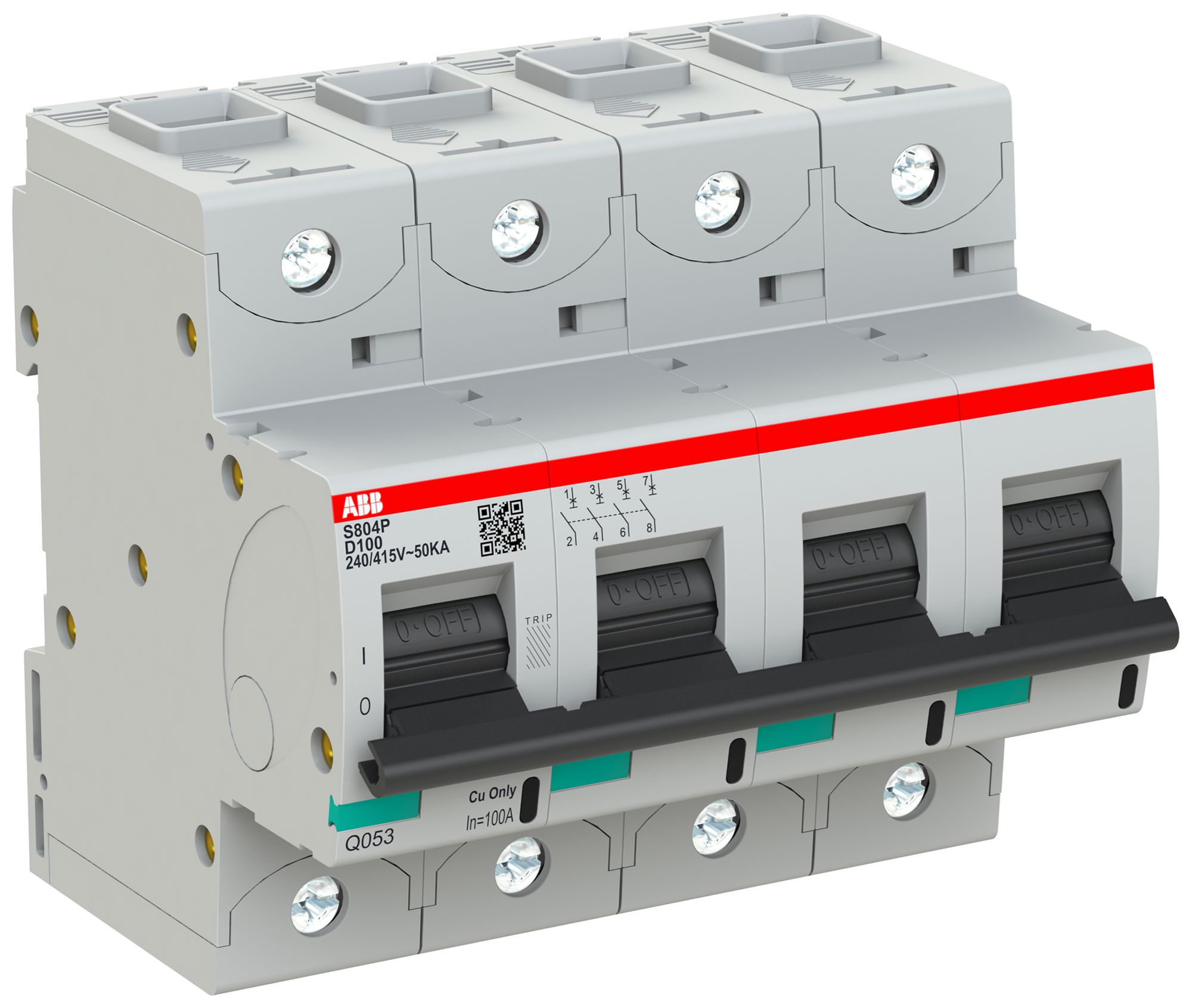 Disgiuntore ABB S804P-D100 4P 400V D-100A 50kA 6UM