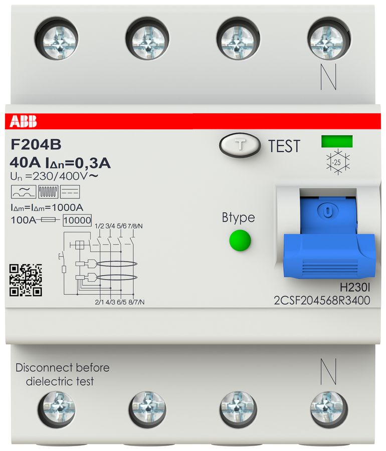 Fehlerstromschutzschalter proM compact 3PN Typ B 40A 300mA 4TE kurzzeitverzögert