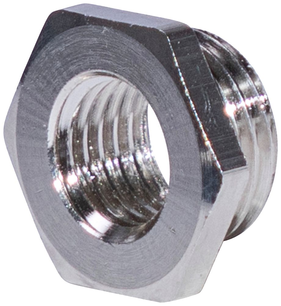 Reduktion 6-kant M20×1.5 aussen/M12×1.5 innen Messing vernickelt