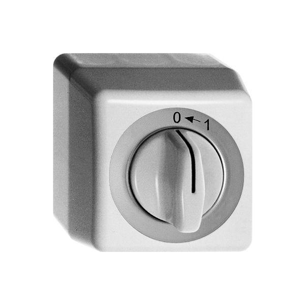 AP-Schwenktaster 0<-1/2P weiss mit Drehgriff