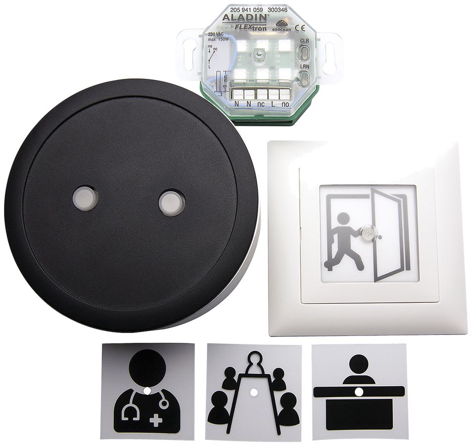 Eintrittsampel-Set 1 ALADIN mit Design-Pultsender + UP-Eintrittsampel / EnOcean