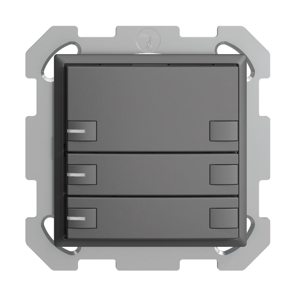 UP-Taster KNX 3-fach EDIZIOdue dunkelgrau RGB mit LED