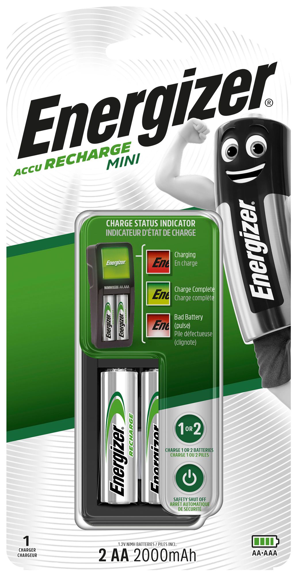 Chargeur Energizer Mini Charger avec 2×AA accu 2000mAh
