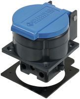 EB-Steckdose Steffen T13 IP55 10A 250V, anthrazit/Deckel hellblau