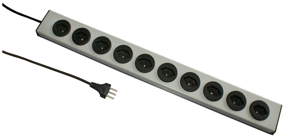 Prise multiple MH 10×T13 PowerLine, Td 3×1mm², 1.5m, noir