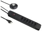 Presa multipla PRINCIPIO+ 6×tipo 13 verticale cavo 3m interruttore esterno nero
