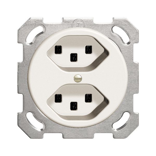 Prise ENC 2×T23 16A blanc FH, avec bornes enf.