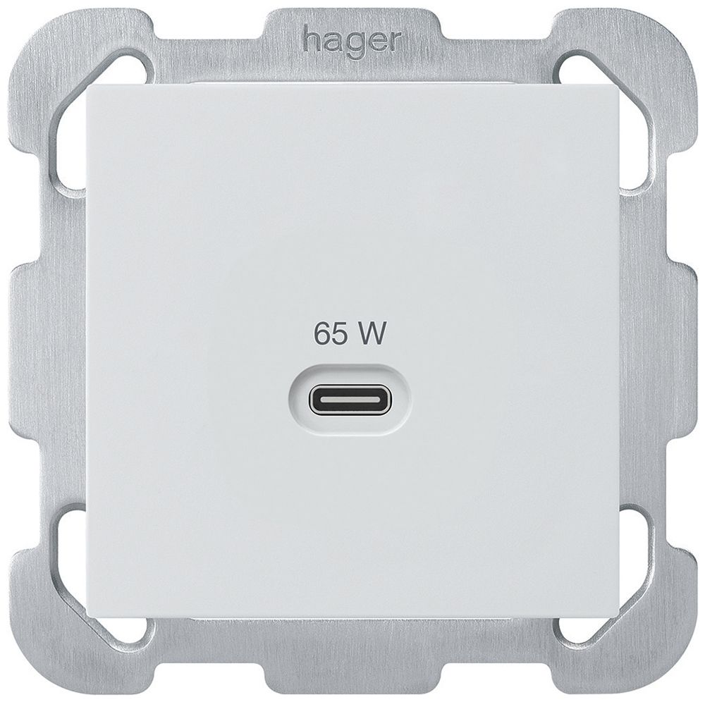 Prise de charge USB ENC Hager kallysto type C 65W 3250mA blanc