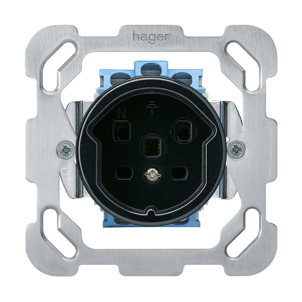 Prise ENC HA basico type 25 avec plaque de fixation avec bornes enfichables noir